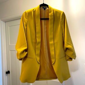 Express Mustard Yellow Bunched Sleeve Blazer